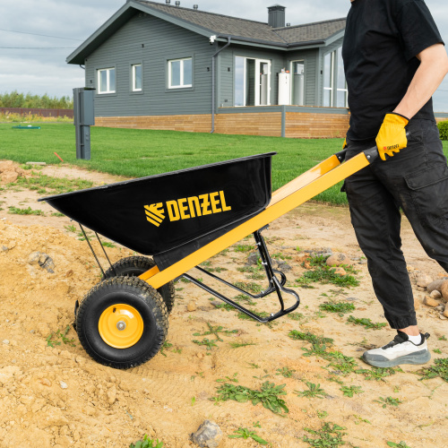 Тачка строительная, усиленная, объем 140 л, 250 кг, двухколесная, колесо 15х6.00-6 Denzel по ценам производителя в Воронеже с доставкой по всей России