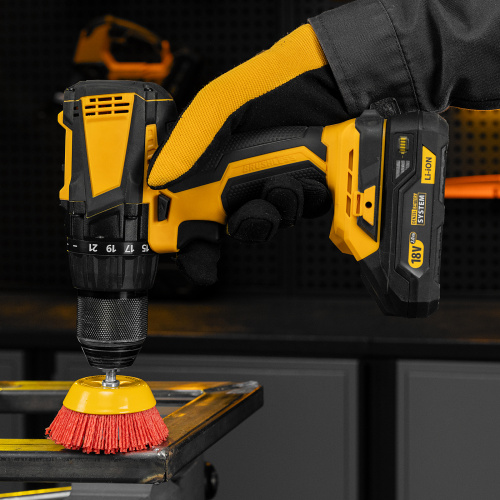 Щетка для дрели, 75 мм, Чашка, со шпилькой, нейлоновая щетина Denzel по ценам производителя в Воронеже с доставкой по всей России