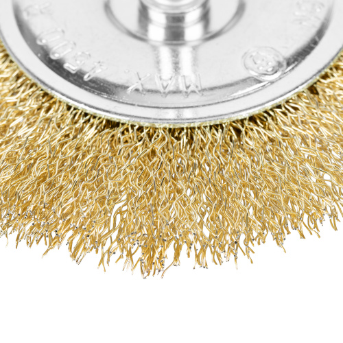 Щетка для дрели 100 мм, плоская со шпилькой, латунированная витая проволока Matrix по ценам производителя в Воронеже с доставкой по всей России