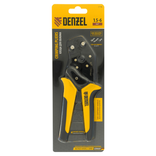 Клещи для обжима неизолированных наконечников НК и НВ, разъемов РП, 1,5 - 6 мм2 Denzel по ценам производителя в Воронеже с доставкой по всей России
