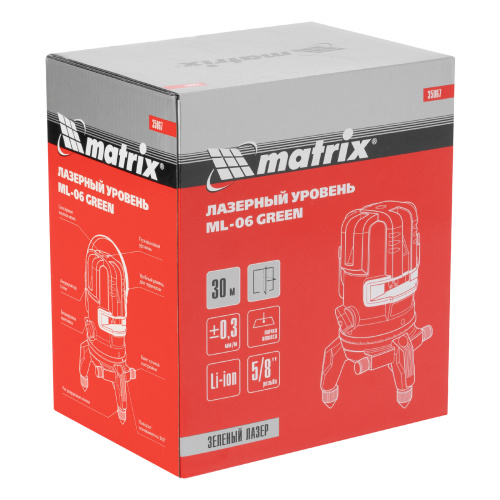 Лазерный уровень ML 06 Green, 30 м, 520 нм, аккумулятор Li 2800 мАч, резьба 5/8" Matrix по ценам производителя в Воронеже с доставкой по всей России