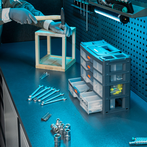 Органайзер для хранения с выдвижными лотками 310х150х260мм, 4 секции, пластик Stels по ценам производителя в Воронеже с доставкой по всей России