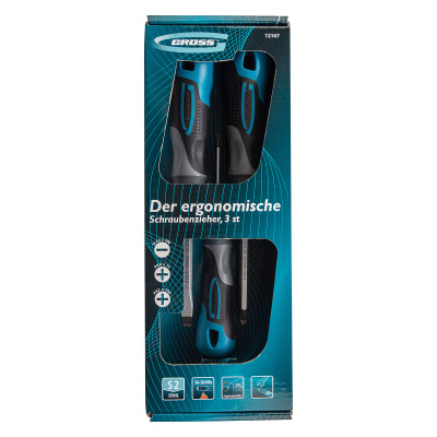 Набор отверток комбинированный 3 шт, S2, трехкомпонентная рукоятка Gross по ценам производителя в Воронеже с доставкой по всей России