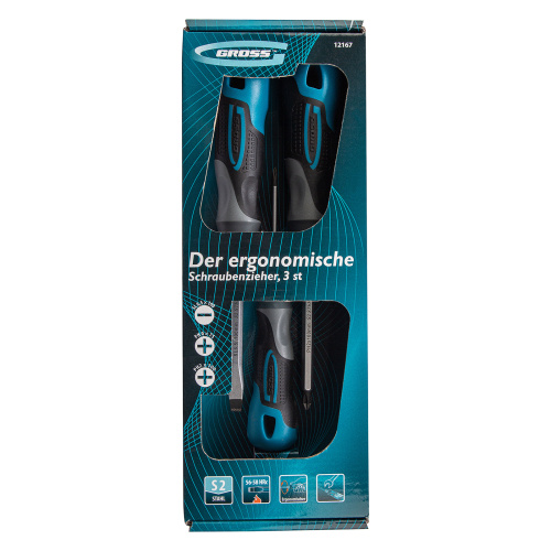 Набор отверток комбинированный 3 шт, S2, трехкомпонентная рукоятка Gross по ценам производителя в Воронеже с доставкой по всей России