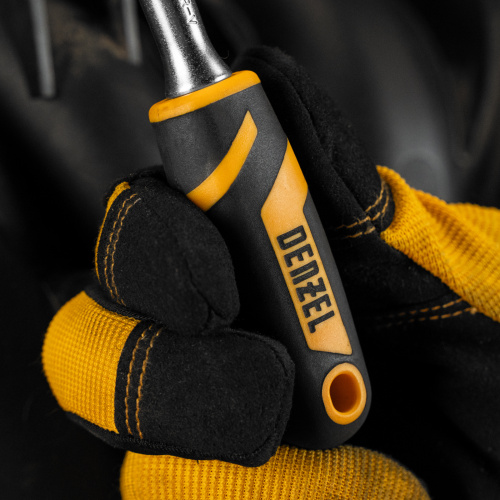 Ключ-трещотка 1/4", 90 зубьев, с быстрым сбросом, CrV Denzel по ценам производителя в Воронеже с доставкой по всей России