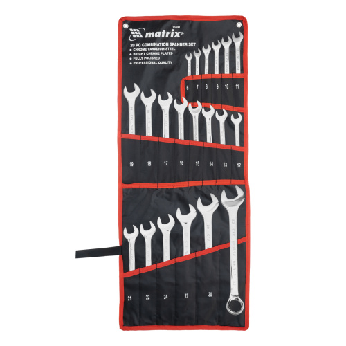 Набор ключей комбинированных 6-32 мм, 20 шт, CrV, полированный хром Matrix по ценам производителя в Воронеже с доставкой по всей России