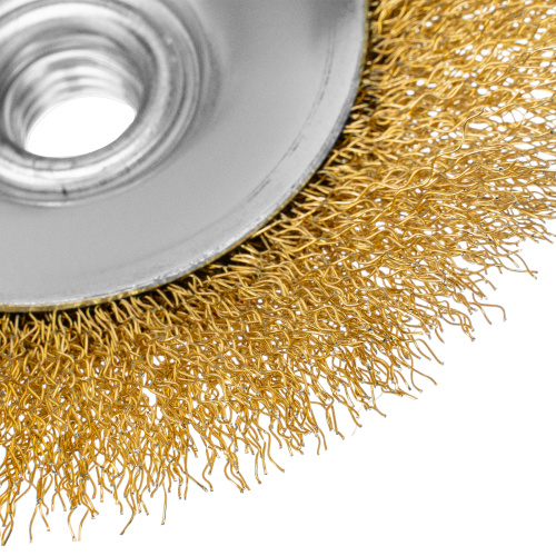 Щетка для УШМ, 125 мм, "Тарелка", витая нержавеющая проволока 0.3 мм, М14 Denzel по ценам производителя в Воронеже с доставкой по всей России