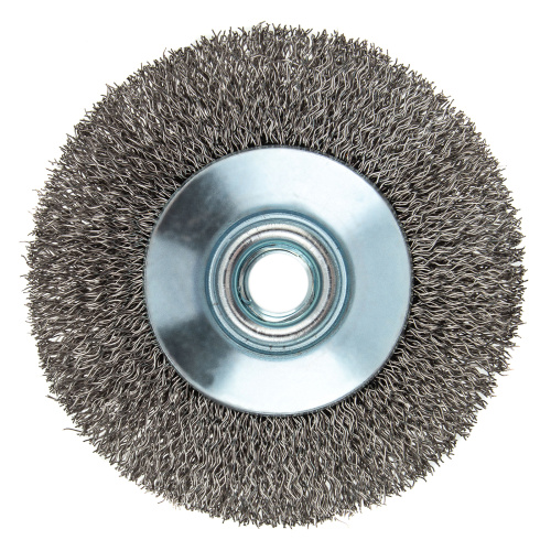 Щетка для УШМ, 100 мм, "Тарелка", витая нержавеющая проволока 0.3 мм, М14 Denzel по ценам производителя в Воронеже с доставкой по всей России