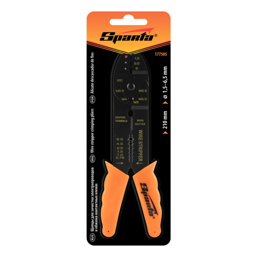 Щипцы, 210 мм, для зачистки электропроводов и обжима контактных кле мм, 1.5-6.5 мм Sparta по ценам производителя в Воронеже с доставкой по всей России