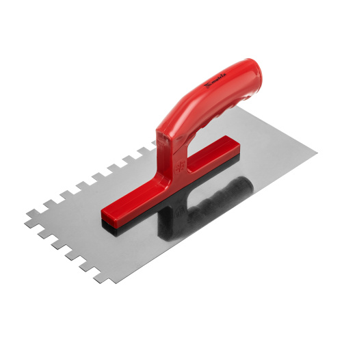 Гладилка стальная, 280 x 130 мм, зеркальная полировка, пластмастмассовая ручка, зуб 10 x 10 мм Matrix по ценам производителя в Воронеже с доставкой по всей России