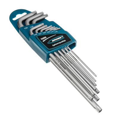 Набор ключей имбусовых Torx -TT, 9 шт: T10-T50, экстра-длинные, S2, сатинированные Gross по ценам производителя в Воронеже с доставкой по всей России