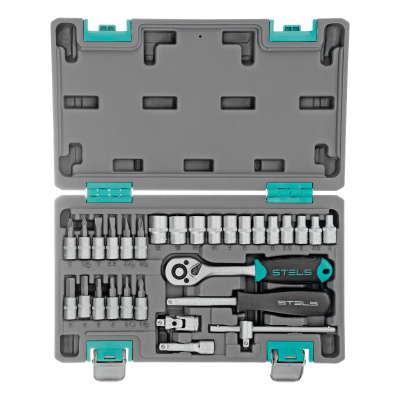 Набор инструментов, 1/4", CrV, пластиковый кейс 29 предметов Stels по ценам производителя в Воронеже с доставкой по всей России