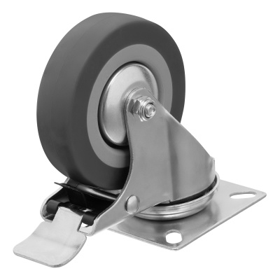 Колесо поворотное с тормозом D 75 мм, крепление  платформенное Сибртех по ценам производителя в Воронеже с доставкой по всей России