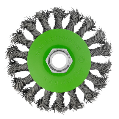 Щетка для УШМ, 100 мм, М14, "тарелка", крученая металлическая проволока Сибртех по ценам производителя в Воронеже с доставкой по всей России