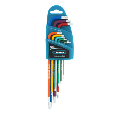 Набор ключей имбусовых Torx -TT, 9 шт: T10-T50, магнит, S2, экстра-длинные, хром/краска 9 шт Gross по ценам производителя в Воронеже с доставкой по всей России