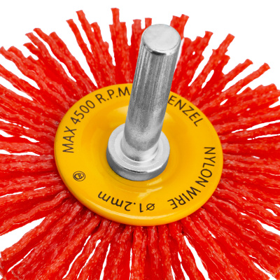 Щетка для дрели, 65 мм, Плоская, со шпилькой, нейлоновая щетина Denzel по ценам производителя в Воронеже с доставкой по всей России