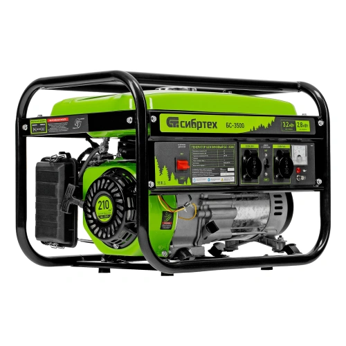 Генератор бензиновый БС-3500, 3.2 кВт, 230В, четырехтактный, 15 л, ручной стартер Сибртех по ценам производителя в Воронеже с доставкой по всей России