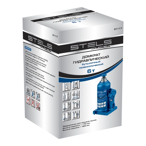 Домкрат гидравлический бутылочный телескопический, 6 т, H подъема 170-420 мм Stels по ценам производителя в Воронеже с доставкой по всей России