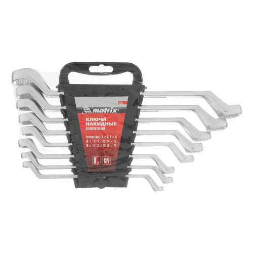 Набор ключей накидных, 6-22 мм, CR-V, 8 шт, полированный хром Matrix по ценам производителя в Воронеже с доставкой по всей России