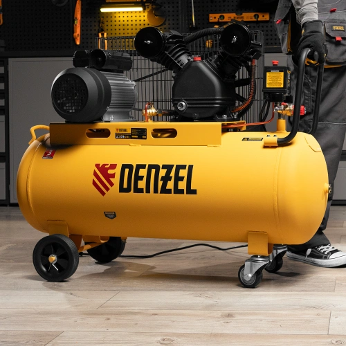 Компрессор воздушный BCV2200/100, ременный привод, 2.2 кВт, 100 литров, 370 л/мин Denzel по ценам производителя в Воронеже с доставкой по всей России
