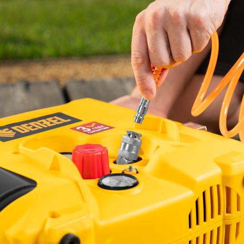 Компрессор воздушный DL1300, 10 бар, 1,3 кВт 180 л/мин 5 л, с набором аксессуаров Denzel по ценам производителя в Воронеже с доставкой по всей России