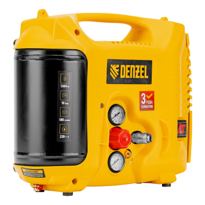 Компрессор воздушный DL1300, 10 бар, 1,3 кВт 180 л/мин 5 л, с набором аксессуаров Denzel по ценам производителя в Воронеже с доставкой по всей России
