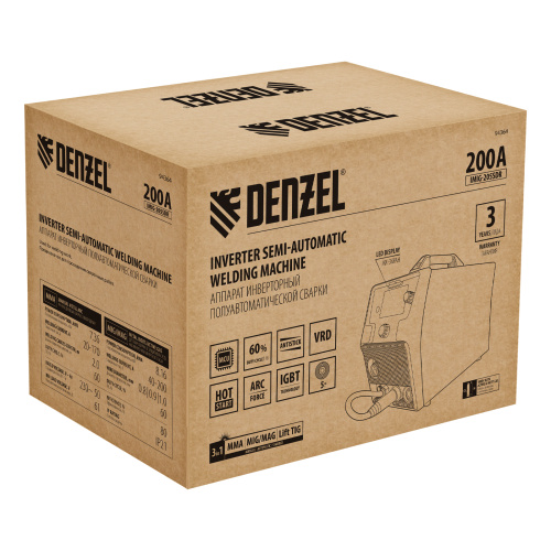 Аппарат инвертор. полуавтомат. cварки IMIG-205SDR, 200 А, ПВ 60%, катушка 5 кг Denzel по ценам производителя в Воронеже с доставкой по всей России