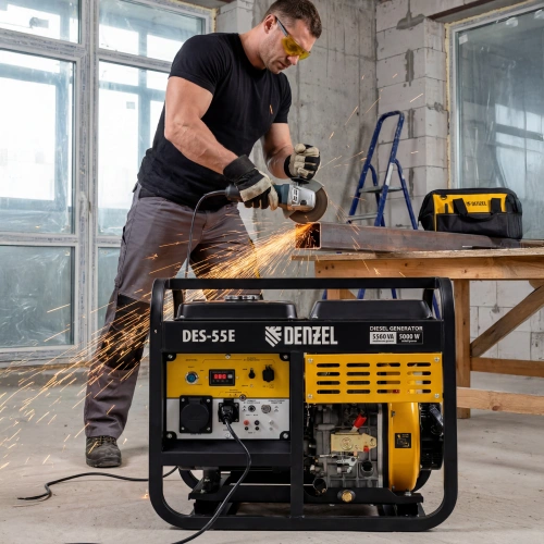 Генератор дизельный DES-55E, 5,5 кВт, 230 В, 11 л, электростартер Denzel по ценам производителя в Воронеже с доставкой по всей России