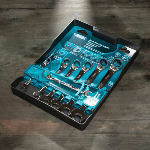 Набор ключей комбинированных с трещоткой, 8-19 мм, 7 шт, реверсивные, CrV Gross по ценам производителя в Воронеже с доставкой по всей России