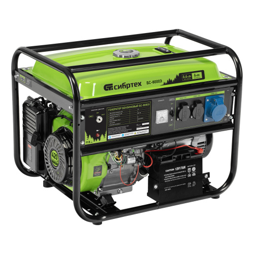 Генератор бензиновый БС-8000Э, 6,6 кВт, 230В, четырехтактный, 25 л, электростартер Сибртех по ценам производителя в Воронеже с доставкой по всей России