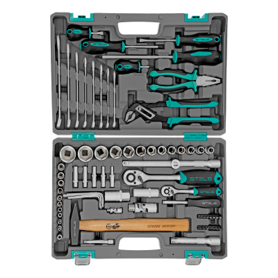 Набор инструментов, 1/2", 1/4", CrV, пластиковый кейс 76 предметов Stels по ценам производителя в Воронеже с доставкой по всей России