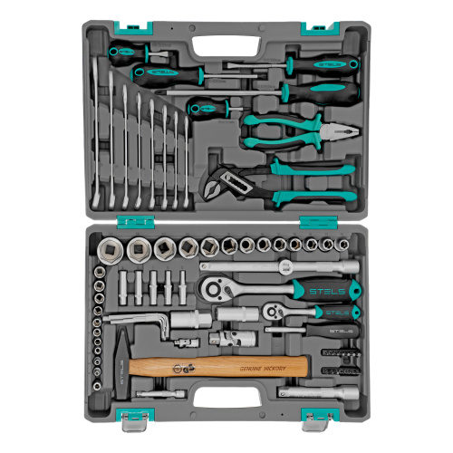 Набор инструментов, 1/2", 1/4", CrV, пластиковый кейс 76 предметов Stels по ценам производителя в Воронеже с доставкой по всей России