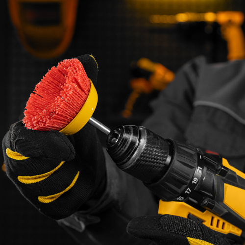 Щетка для дрели, 75 мм, Чашка, со шпилькой, нейлоновая щетина Denzel по ценам производителя в Воронеже с доставкой по всей России