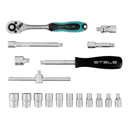 Набор торцевых головок с трещоткой, 1/4", 18 предметов Stels по ценам производителя в Воронеже с доставкой по всей России