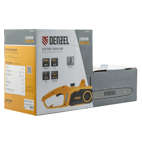 Пила цепная электрическая EDS-2000P, 2 кВт,поперечная, шина 40 см, шаг 3/8, паз 1.3 мм, 57 звеньев Denzel по ценам производителя в Воронеже с доставкой по всей России