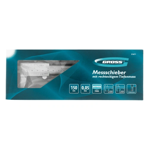 Штангенциркуль, 150 мм, 0.05 мм, нержавеющая сталь, с глубиномером Gross по ценам производителя в Воронеже с доставкой по всей России