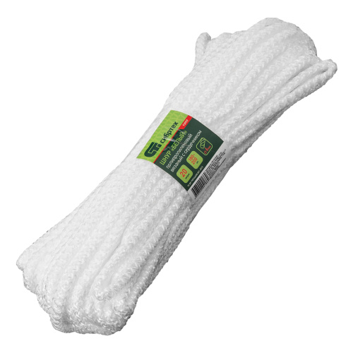 Шнур вязаный полипропиленовый с серд. белый, 6 мм, L 20 м, Сибртех по ценам производителя в Воронеже с доставкой по всей России