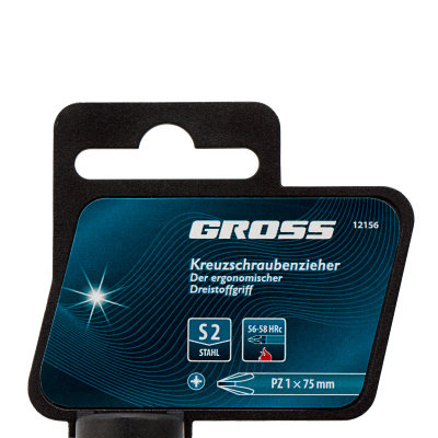 Отвертка PZ1 x 75 мм, S2, трехкомпонентная ручка Gross по ценам производителя в Воронеже с доставкой по всей России