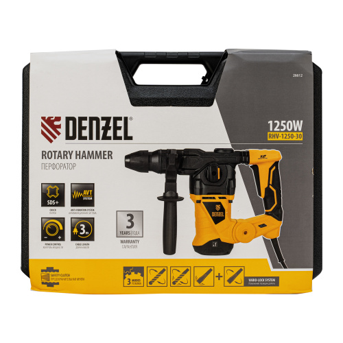 Перфоратор электрический RHV-1250-30, SDS-plus, 1250 Вт, 5 Дж, 3 плюс 1 режим Denzel по ценам производителя в Воронеже с доставкой по всей России