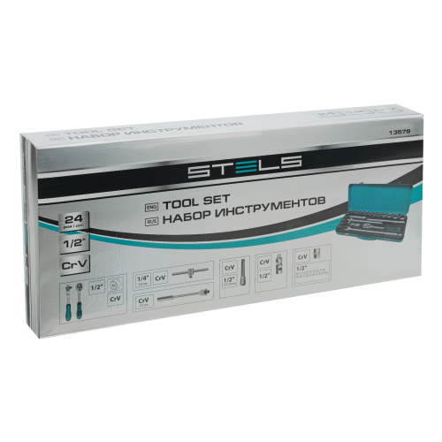 Набор торцевых головок с трещоткой 1/2", 24 предмета Stels по ценам производителя в Воронеже с доставкой по всей России