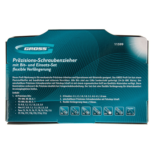 Отвертка с набором бит и торцевых головок для точных работ, гибкий привод, 48 шт, CrMo Gross по ценам производителя в Воронеже с доставкой по всей России
