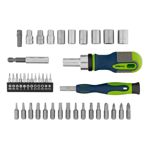 Отвертки реверсивные с набором бит и торцевыми головками, 41 шт, CrV Сибртех по ценам производителя в Воронеже с доставкой по всей России