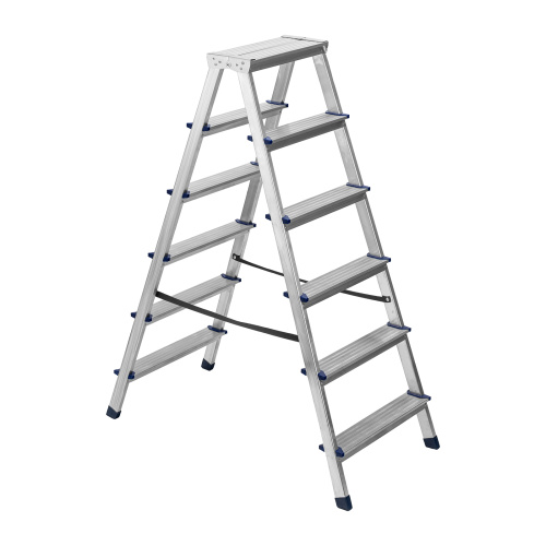 Стремянка двусторонняя 6 ступеней, алюминиевая, Сибртех по ценам производителя в Воронеже с доставкой по всей России