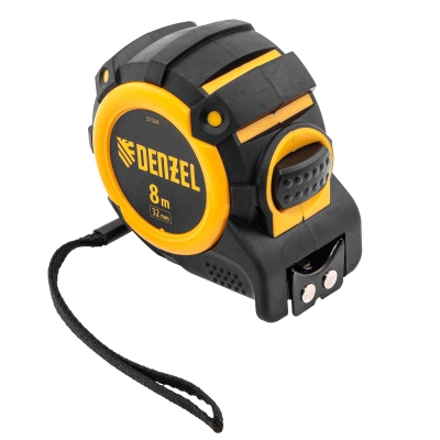 Рулетка 8м х 32мм, автоматич. фиксац., нейлон. покрытие, магнит. зацеп, двухстор. разметка Denzel по ценам производителя в Воронеже с доставкой по всей России