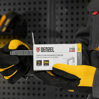 Скобы 21GA для пнев. степл., 12мм, шир. - 0,95мм, тол. - 0,6мм, шир. скобы - 12,8мм, 5000шт Denzel по ценам производителя в Воронеже с доставкой по всей России