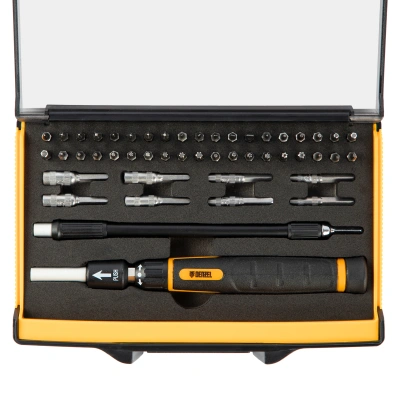 Отвертка с набором бит и торцевых головок для точных работ, гибкий привод, 48 шт, CrMo Denzel по ценам производителя в Воронеже с доставкой по всей России