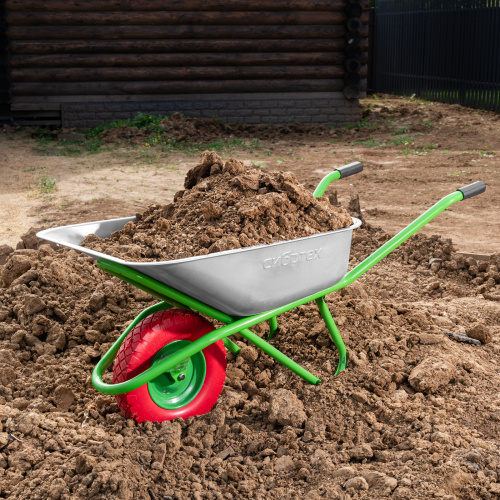 Тачка садово-строительная с PU колесом, грузоподъемность 180 кг, объем 90 л Сибртех по ценам производителя в Воронеже с доставкой по всей России