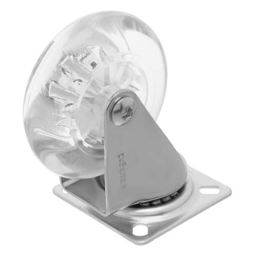 Колесо ПУ прозрачное поворотное d-75 мм, крепление платформенное Сибртех по ценам производителя в Воронеже с доставкой по всей России