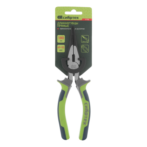 Длинногубцы прямые 180 мм, фосфатирование, трехкомпонентные рукоятки Сибртех по ценам производителя в Воронеже с доставкой по всей России