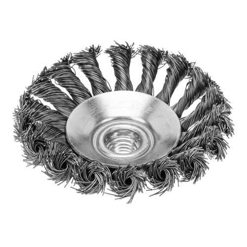 Щетка для УШМ, 100 мм, М14, "тарелка", крученая проволока 0.5 мм Matrix по ценам производителя в Воронеже с доставкой по всей России